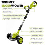 3-in-1 Cordless Lawn Mower with 2×21V Batteries, German Quality Lightweight Grass Trimmer & Edger for Small to Medium Gardens