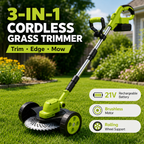 3-in-1 Cordless Lawn Mower with 2×21V Batteries, German Quality Lightweight Grass Trimmer & Edger for Small to Medium Gardens