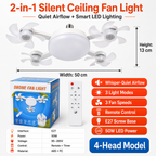 💥 55% OFF | Last Day ⏰ 🌬️ 2-in-1 Silent Ceiling Fan Light – Remote Control LED Fan with Foldable Blades & Timer 💡