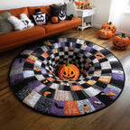 🔥Last Day Promotion🎃3D Skeleton Vortex Quilted Round Halloween Rug