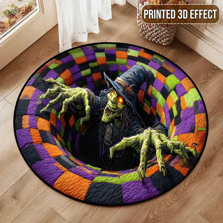 🔥Last Day Promotion🎃3D Skeleton Vortex Quilted Round Halloween Rug
