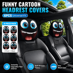 🔥HOT SALE 55% OFF😆 Funny Cartoon Car Headrest Covers – 2PCS Universal Fit 🚗