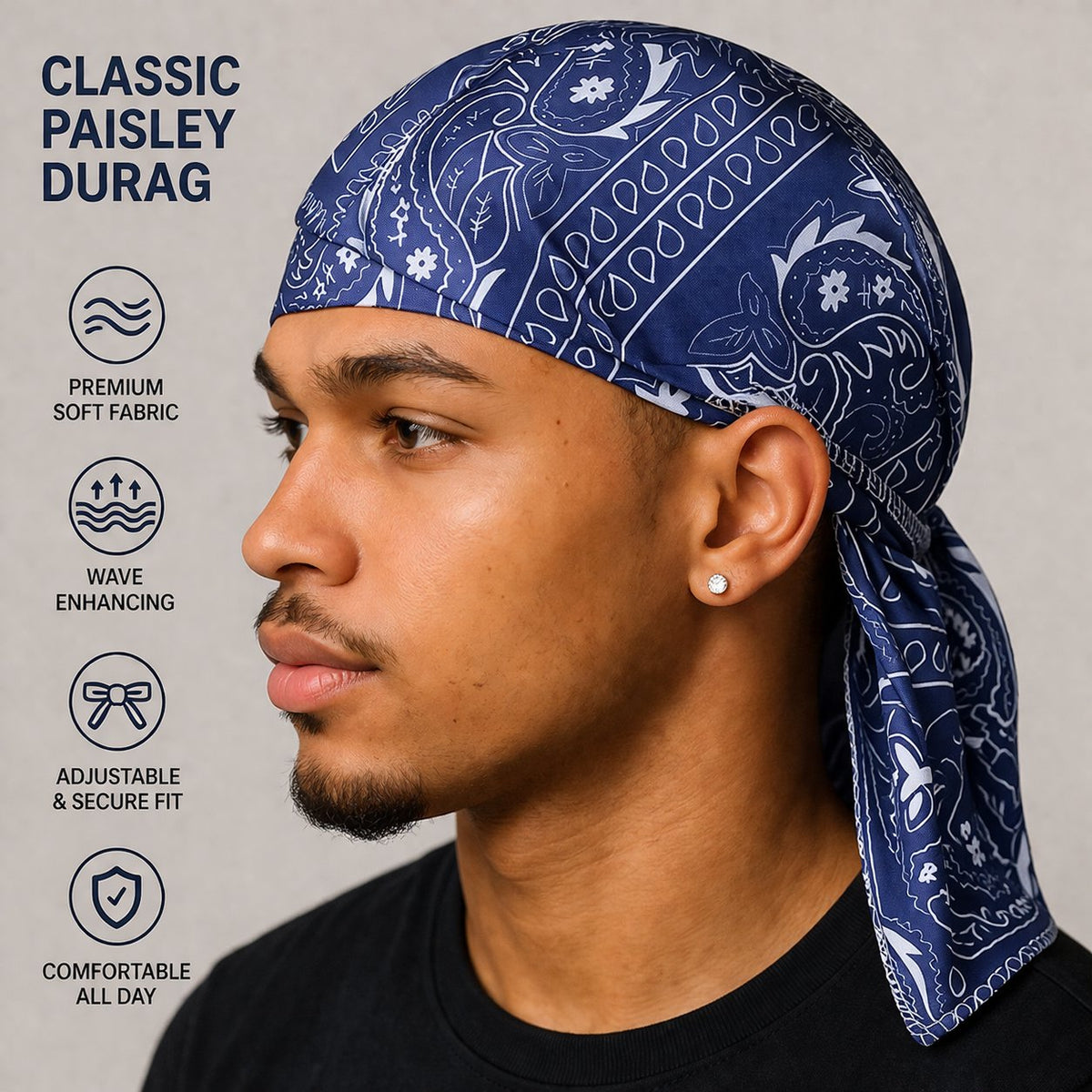 ❤️LIMITED 50% OFF🎁💨 Paisley Cooling Headscarf – Elastic Fit, No Pressure 🏃‍♂️🌿